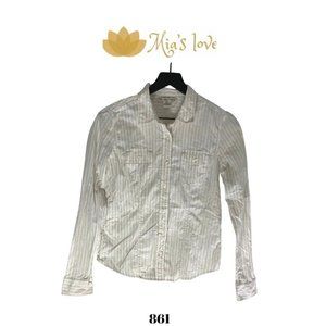 Polo Jeans Company Ralph Lauren, Striped Button Front Long Sleeve Top, Size M.